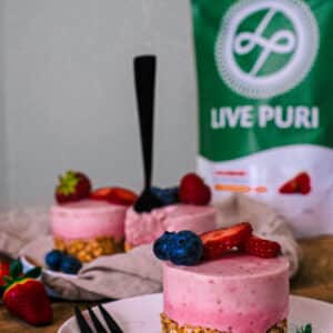 Gezonde aardbeien taartjes met eiwitpoeder