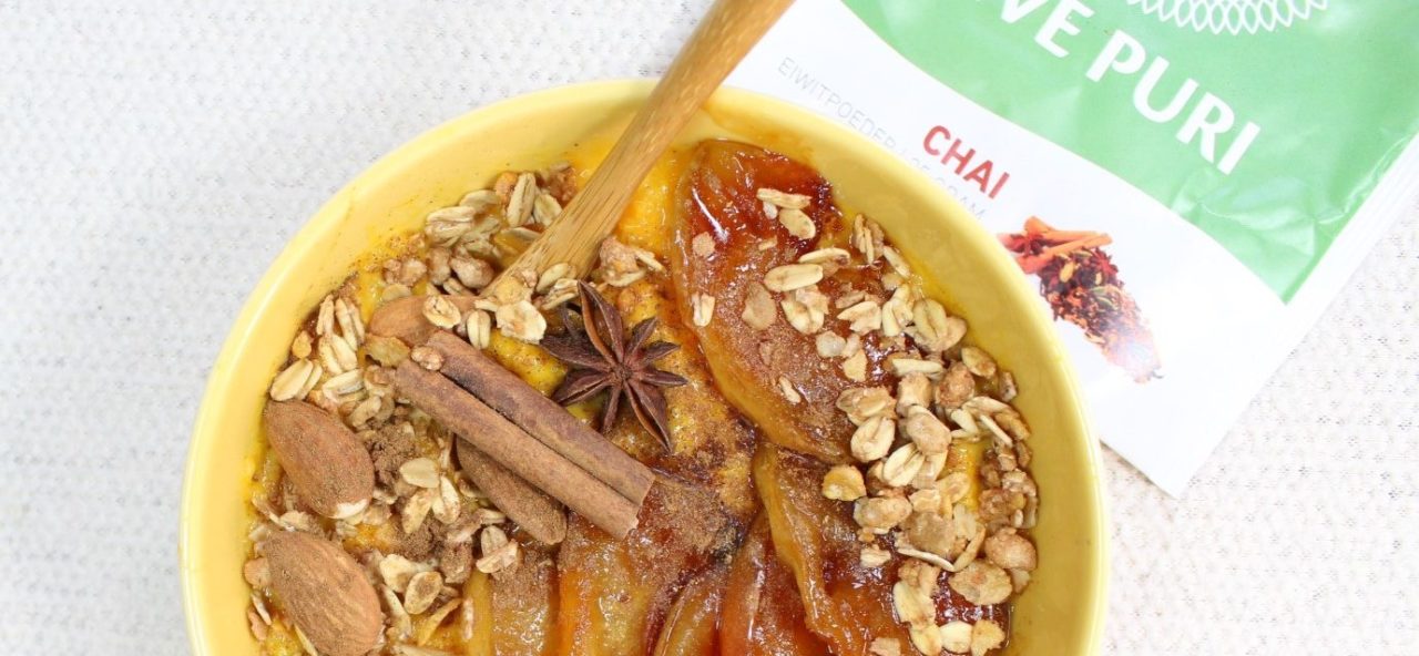 Live Puri pompoenpuree met chai eiwitpoeder