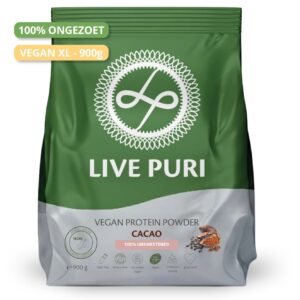 Live Puri eiwitpoeder Vegan Cacao Ongezoet XL donker NL