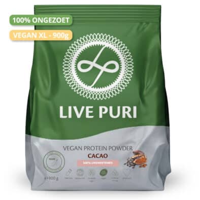 Live Puri eiwitpoeder Vegan Cacao Ongezoet XL donker NL