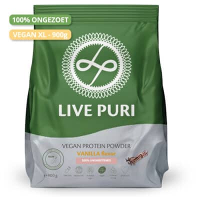 Live Puri eiwitpoeder Vegan Vanille Ongezoet XL donker NL