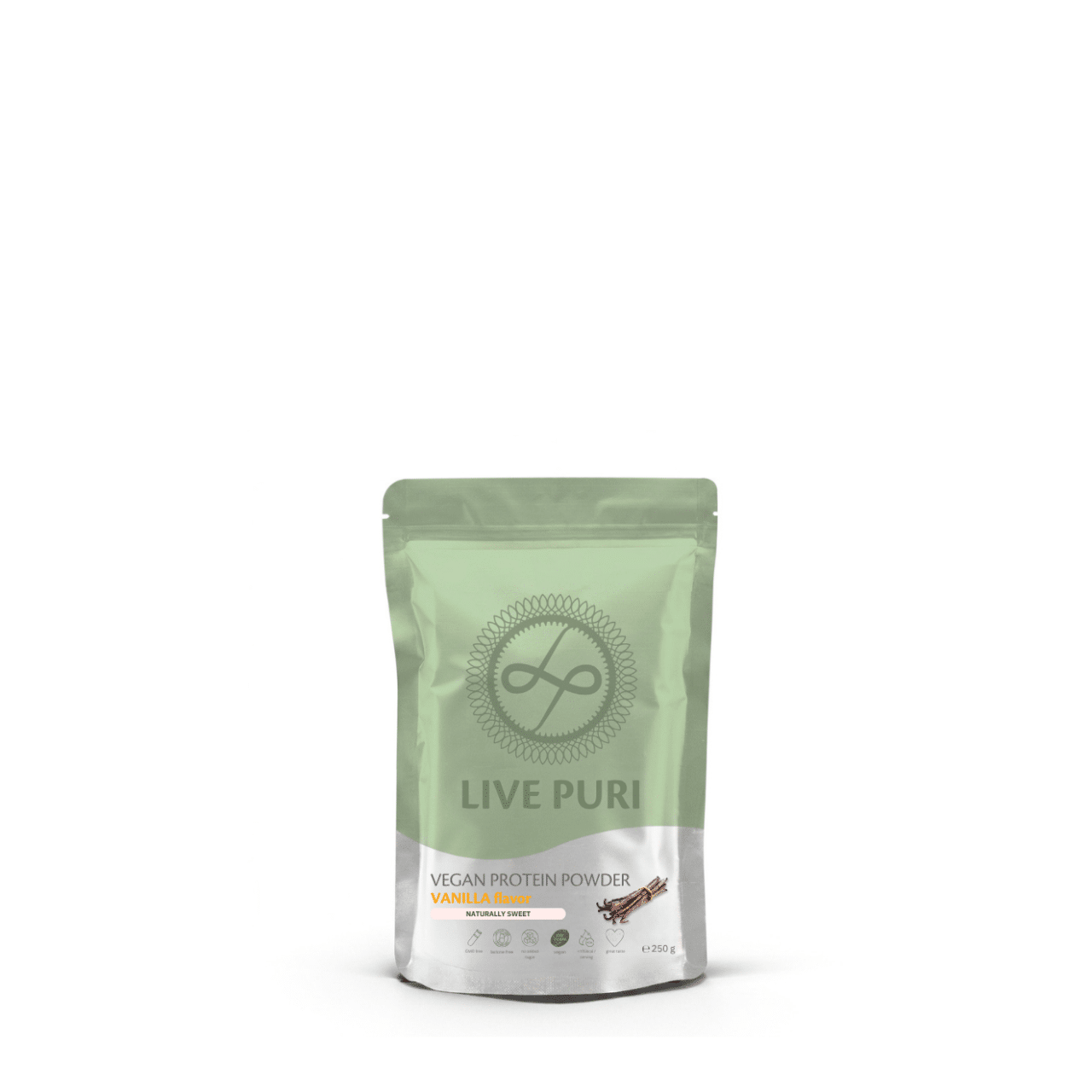 Live Puri vegan vanille natuurlijk zoet eiwitpoeder 25g