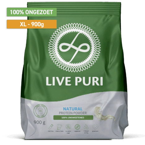 Live Puri naturel ongezoet eiwitpoeder voordeelverpakking 900 gram zonder aroma smaakloos