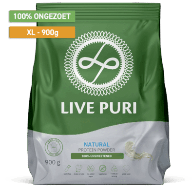 Live Puri naturel ongezoet eiwitpoeder voordeelverpakking 900 gram zonder aroma smaakloos