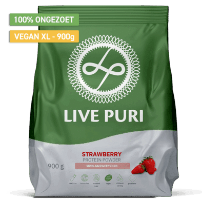 Vegan aardbei eiwitpoeder ongezoet XL (900 gram)