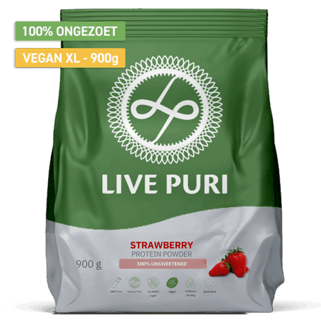 Vegan aardbei eiwitpoeder ongezoet XL (900 gram)