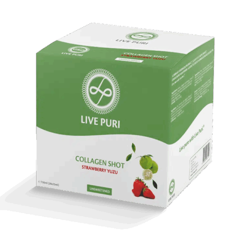 Collageen shots Live Puri aardbei yuzu maandvoorraad 30 stuks