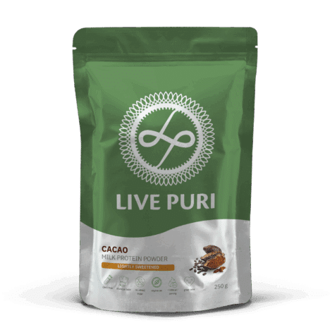 Cacao Chocolate protein powder lightly sweetened without unnecessary additives Live Puri