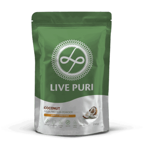Poudre de protéines de noix de coco légèrement sucrée sans additifs inutiles Live Puri