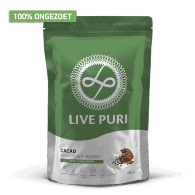 Cacao Chocolade eiwitpoeder ongezoet Live Puri eiwitpoeder