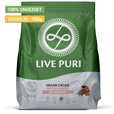 Vegan chocolade eiwitpoeder ongezoet XL (900 gram)