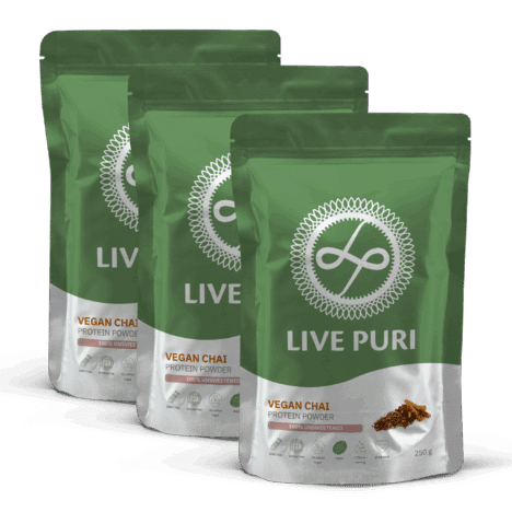 Chai vegan eiwitpoeder ongezoet zonder onnodige toevoegingen voordeelverpakking Live Puri