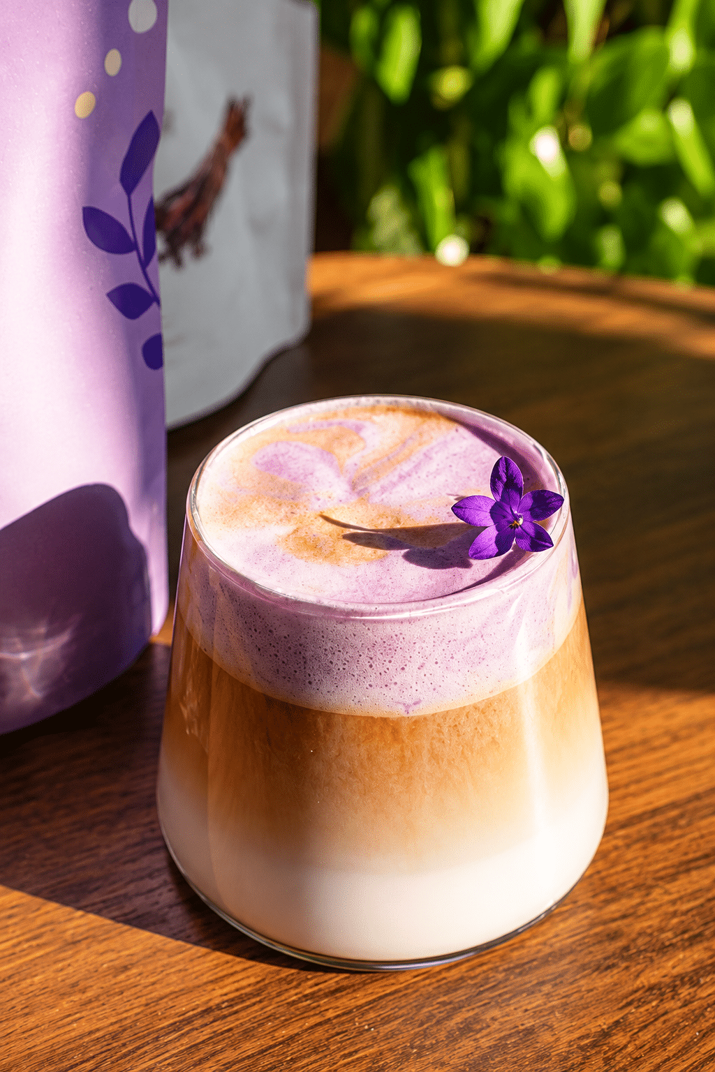 Eiwitrijke Vegan Ube Cloud Latte